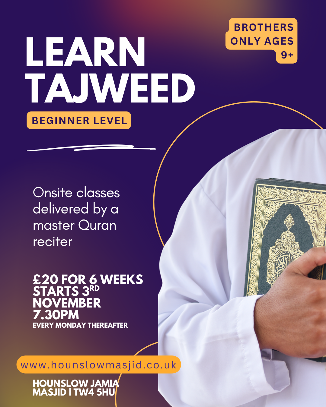 Purple And Yellow Gradient Learn English Online Instagram Post